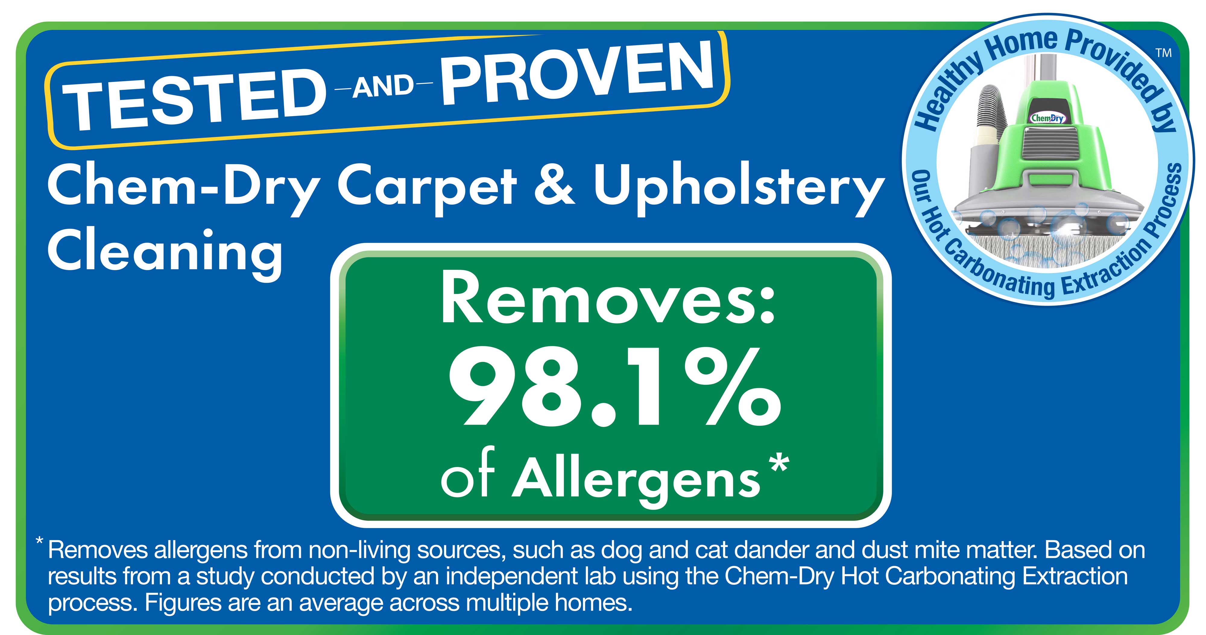 We remove 98% allergens as well as the dirt